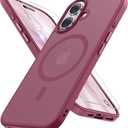 Miracase Magnetic for iPhone 17 Case (Compatible with MagSafe) with Screen Protector Military-Grade Protection, Anti-Fingerprint Translucent Matte Phone Cover for iPhone 17 6.3 inch,Wine Red