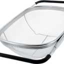 U.S. Kitchen Supply Stainless Steel Colander Strainer - 6-Quart Collapsible Colander with Expandable Rubber Handles - Rectangular Sieve, Fine Mesh Stainless Steel Strainers and Colanders for Kitchen