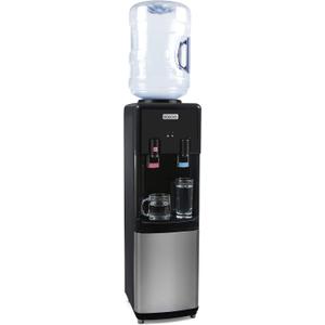 Igloo Top Loading Hot and Cold Water Dispenser - Water Cooler for 5 Gallon Bottles and 3 Gallon Bottles - Includes Child Safety Lock - Water Machine Perfect for Home, Office, & More - Black (Stainless)