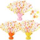 3 Pcs Daisy Birthday Party Decorations Daisy Flower Table Centerpieces Boho Groovy Decor Metallic Gleam Foil Spray Centerpieces for Birthday Shower Wedding Retro Hippie Graduation Party