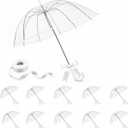 Clear Umbrella Bulk, Bulk Umbrellas for Wedding, 39 Inch Transparent POE Dome Umbrella with Auto Open, Stainless Steel Frame and White J Handle, for Wedding Guests, Photography and Outdoor Parties, 20 pcs