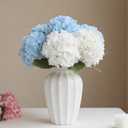 WILD WORKS 4 Pcs 21" Hydrangea Artificial Flowers, Blue and White Latex Real Touch Faux Hydrangeas Fake Flowers for Wedding Party Table Centerpieces Indoor Home Decorations Outdoors, Mother's Day