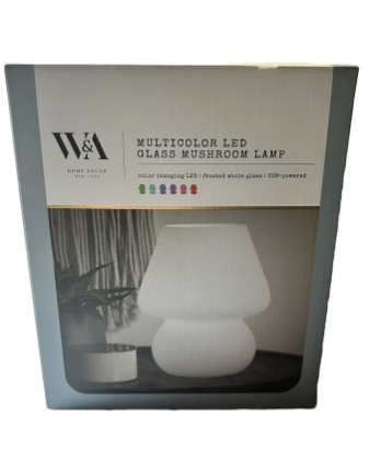 W&A GLASS MUSHROOM LIGHT white Frosted Color Changing USB Lamp Light