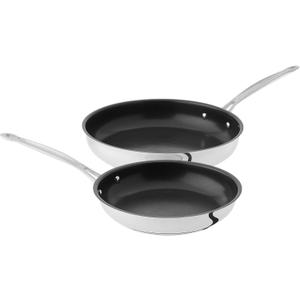 Cuisinart Chef's Classic Stainless Nonstick 2-Piece 9-Inch and 11-Inch Skillet Set - Black And Silver (2-Pack, Black And Silver|Stainless)
