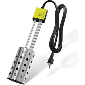 1000W UL-Listed Electric Immersion Heater, Bucket Water Heater with 304 Stainless-Steel Guard, Submersible Bucket Heater with Thermostat and Auto Shutoff, Heats 5 Gallons Water in Minutes