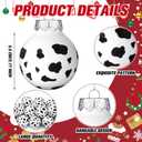 20 Pcs Cow Print Christmas Ornaments Western Cow Christmas Tree Decor Black and White Cowhide Ball Ornaments Farmhouse Country Xmas Hanging Decoration Shatterproof for Farm Rustic Holiday