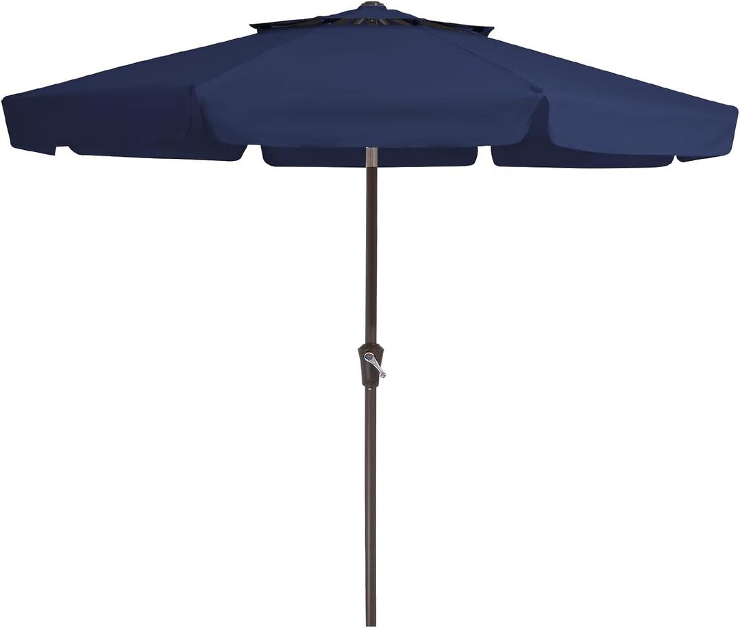 JEAREY 9' 2-Tiers Patio Umbrellas Outdoor Market Table Umbrella w/Push Button Tilt/Crank, 8 Sturdy Ribs, UV Protection Waterproof Sunproof(Navy Blue)