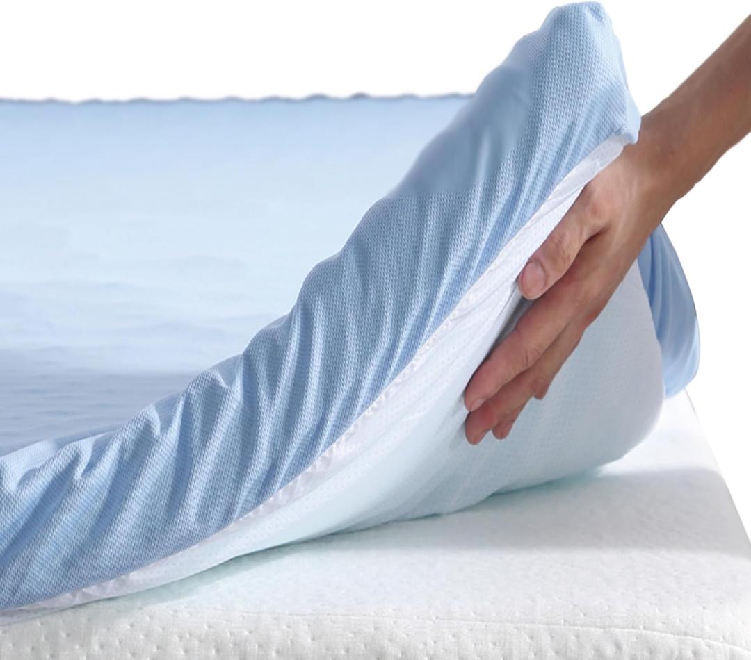 Roost Sleep Cool Cloud 3 Inch Gel Memory Foam Queen Mattress Topper Cooling Bed Topper for Back Pain and Pressure Relief, Removable Washable Cover, Ventilated Design, Fits Queen Beds