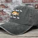Hepandy Women Want Me Fish Fear Me Embroidered Dark Gray Baseball Caps for Men, Adjustable Cotton Snapback Embroidery Trucker Hat Dad Hats