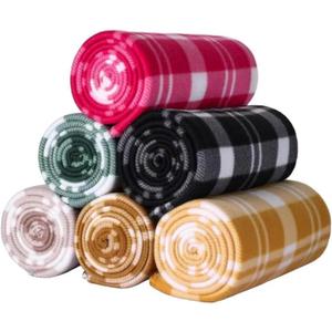 ZYFZCYBL Fleece Blanket Bulk Pack of 6 Cozy Fleece Throw Blankets 50x60 Warm Soft Lightweight Breathable Pet-Friendly for Bed Sofa Camping Wedding GiftsMultiple Print (Plaid)