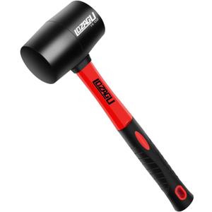 16oz Rubber Mallet Hammer, Fiberglass Handle, Rubber Mallet for Flooring, Tent Stakes, Woodworking, Camping, Soft Blow Tasks without Damage