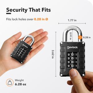 Locker Lock for Gym, School, Home & Work | 4-Digit Combination Padlock | 1-Pack, Black/Silver