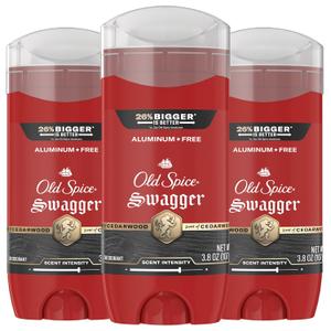 3 x Old Spice Aluminum Free Deodorant for Men, 24/7 Protection to Eliminate Odors, 24/7 Freshness & Lasting Scent, Swagger with Lime & Cedarwood Scent, 3.8 oz (Pack of 3)
