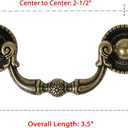 6 Pack Antique Brass Drawer Pulls, 2-1/2 Inch Hole Centers, Vintage Cabinet Handles for Dresser, Closet, Cupboard, Furniture Restoration, 3.5 Inch Overall Length