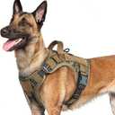 rabbitgoo Dog Harness for Large Dogs No Pull, Tactical Service Pet Vest with Molle and Control Handle, Adjustable and Reflective Military Harness for Easy Walking and Training, Desert camo, L
