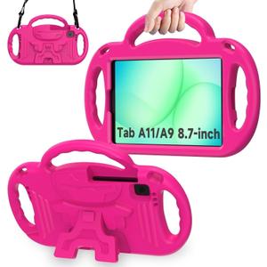 AVAWO Kids Case for Samsung Galaxy Tab A11 8.7 Inch 2026/A9 8.7 2023, with Strap, Shockproof Lightweight Handle Stand 2026 (SM-X130/X133/X135)/2023(SM-X110/X115/X117), Rose