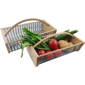 2pcs Garden Hod Harvest Basket, Durable Wooden Gardening, Supply Suitable For Kitchen, Picnic And Outdoor Picking