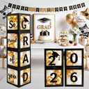 2026 Graduation Party Decorations - Black Balloon Boxes with Letters, "GRAD" & "So Proud of You" & "2026", 20pcs Balloons, Graduation Photo Props for High School College Class of 2026 Celebration