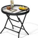 JOINHOM Outdoor Side Table - Small Patio End Table All Weather, Patio Furniture Sets and Outside Furniture for Pool, Balcony, Deck, Porch, Black, Round*1,  Product Dimensions 17.7"D x 17.7"W x 17.7"H