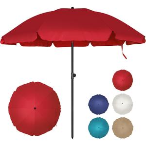Blissun 6.5ft Patio Umbrella with Push Button Tilt & Height Adjustable, UV50+ Sun Protection with Sturdy Fiberglass Ribs & Iron Pole, Market Umbrella for Outdoor Table Garden Backyard Beach
