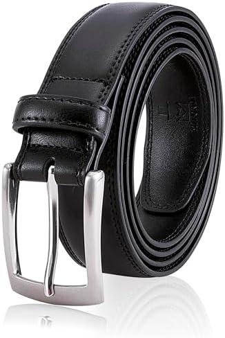 MILORDE Men's Genuine Leather Dress Belt, Handmade, 100% Cow Leather, Fashion & Classic Designs for Work Business and Casua, 36