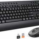 Wireless Keyboard and Mouse Combo, Computer Keyboard with Wrist Rest, Multimedia Hotkeys 2.4G Wireless, Full Size, Ergonomic, USB-A Receiver, 3200 DPI Mouse, for Windows/Mac/Laptop/PC, Black