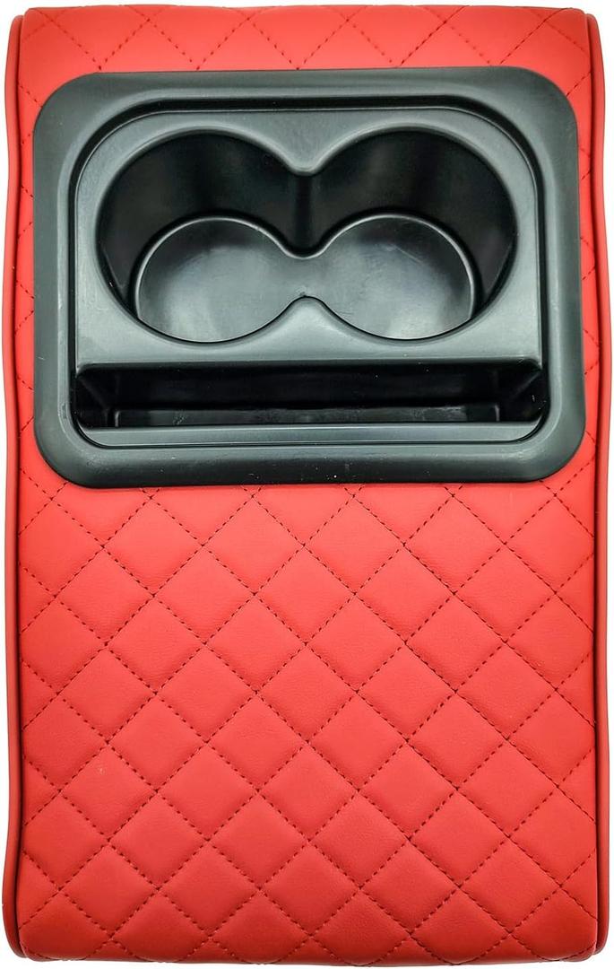 Center Console Cover, Middle Console Cover, Good Elasticity, Good Breathability, Lightweight, Wear-Resistant, Scratch Resistant Fits Most Sedans, SUVs, Trucks, and Vans (Diamond&Wine Red)