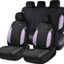 Coverado Car Seat Covers, Waterproof Automotive Seat Protectors, Driver Protectors Universal Fit for SUVs, Trucks, Sedans,Car Accessories (Purple&Black, FullSet)