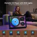 Vertical CD Player with Bluetooth 5.3,HiFi Speakers CD Player for Wall Home with FM Redio/Remote Control/RGB Light/TF Card/AUX Supported,5000mAH Battery Rechargeable Music Player
