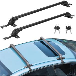 TeqHome Universal Roof Rack Cross Bars, 43-inch Aluminum Lockable Car Top Crossbars with Anti-Theft Lock, Adjustable Window Frame for Bare Roof Kayak Bike Rooftop Cargo Carrier Luggage 165 LBS Load