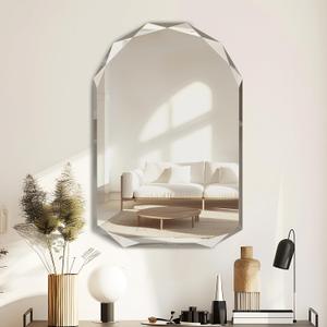 Suidia Bathroom Mirror, 20"x 30" Wall Mirror, Frameless Bathroom Mirror with Beveled Edge for Bedroom, Living Room, Entryway, Hallway, Arched Shape