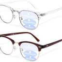 Progressive Multifocal Reading Glasses for Women Men Square Blue Light Blocking Classic Half Frame Computer Readers