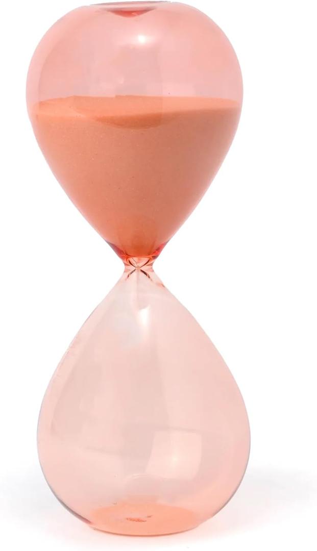 DesignWorks Ink Hourglass Gift Boxed Sand Timer 30-Minute Retro Glass Timer, 7.8" Tall, Peachy Ombre
