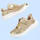 LUCKY STEP Kid's Glitter Fashion Sneakers Sparkly Princess Tennis Bling Shiny Sequins Athletic Walking School Shoes for Children/Boys/Girls, Size 12 Little kids