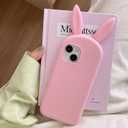 Bunny Case for iPhone 13 Pro Max Case, Cute 3D Pink Kawaii Long Rabbit Ears Silicone Fun Cartoon Rabbit Case Protective Cover for Women Girls