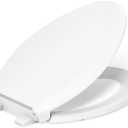 KOHLER 4636-RL-0 Cachet ReadyLatch Elongated Toilet Seat Slow Close, Soft Close Toilet Seat Quiet Lid, Contoured Grip-Tight Bumpers Installation Hardware, Apartment Essentials, White