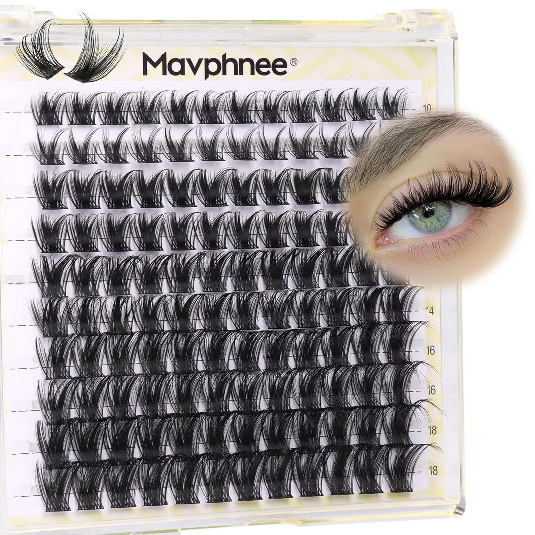 Eyelash Clusters Wispy Lash Extensions Natural Individual Lashes D-Curly Cluster Lashes 10-18MM DIY at Home Cluster Eyelash Extensions 120 Pcs Eye Lash Clusters by Mavphnee