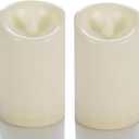CANDLE CHOICE Waterproof Outdoor Battery Operated Flameless Candles with Timer Flickering Plastic Resin Electric LED Pillar Lights for Lantern Patio Garden Wedding Party Decorations 3x5 Inches 2 Pack (Cream White)