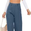 KICZOY 2026 Work Pants for Women Business Casual Office Dress Pants Trousers with Pockets Denim Blue (Blue, S)
