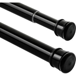 2 Pack Shower Curtain Rod 42-78 Inch, 1"Diameter Spring Long Adjustable Tension Curtain Rods for Bathroom Windows Closet No Drilling No Rust, Black