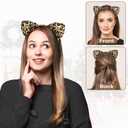 Leopard Ear Headband, Fuzzy Animal Headband for Women Adults, Cute Leopard Halloween Ears Costume Accessories for Halloween Christmas Cosplay Costume Party Favors Supplies