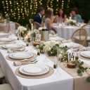 MATANA 120 Silver Plastic Plates for Party - Reusable, Elegant 60 Dinner (10.25 Inch) 60 Dessert (7.5 Inch) Plates Disposable Heavy Duty with White and Silver Rim for Weddings and Christmas Parties