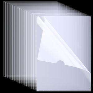 50 Pack Clear Folders for Documents Plastic Folders Transparent L-Type Plastic Sleeves for Letter Size A4 Paper Ideal for School and Office Supplies