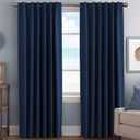 H.VERSAILTEX Blackout Curtains Thermal Insulated Window Treatment Panels Room Darkening Blackout Drapes for Living Room Back Tab/Rod Pocket Bedroom Draperies, 52 x 84 Inch, Navy Blue, 2 Panels