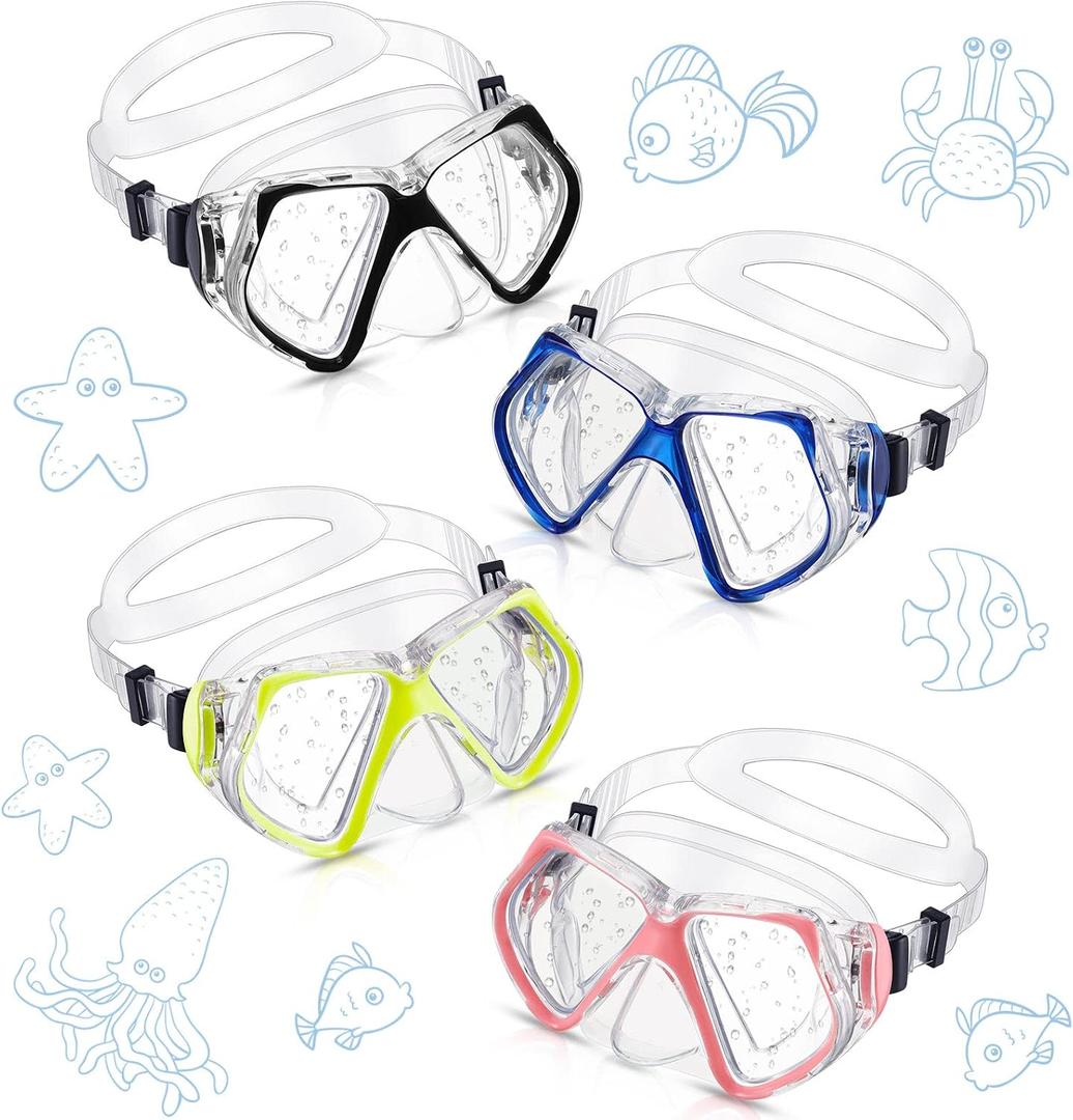 Fabbay 4 Pcs Swim Goggles with Nose Cover