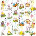 Easter Decorations for Home Decor - Easter Danner Kit, Happy Easter Banners with 3D Bunny Backdrop for Photography Birth Party Favors for Class Office Ceiling Decor Yard Garden Outdoor