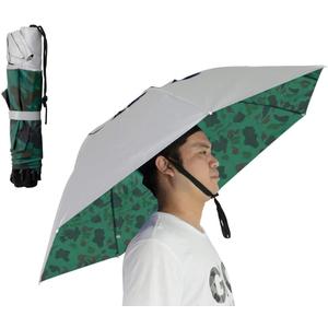 NEW-Vi Fishing Umbrella Hat Folding Adjustable Sun Rain Cap, 37.4Oversize Hands Free Umbrellas, 7-Ribs Anti-UV Waterproof Headwear for Fishing Gardening Golf Sunshade Outdoor (Silver/Camouflage with wind vent 2PC)