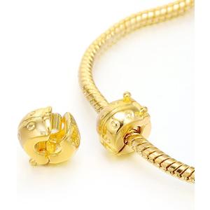 RUBYCA 20pcs Gold Color Clip Lock Stopper Clasp Beads DIY fit European Charm Bracelet Model 074