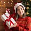 Chiisong 6 Pcs Christmas Tree Decorations Picks 12 Inch Christmas Woolen Bells Candy Curly Pick Xmas Tree Topper Ornaments for Home Office Party Supplies(Red White)