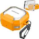 (with Secure Lock) Clear Carbon Fiber Case Cover for Samsung Galaxy Buds FE (2023) /Galaxy Buds 2 Pro(2022)/Galaxy Buds Pro(2021)/Galaxy Buds 2(2021)/Galaxy Buds Live(2020) with Keychain Clear Yellow